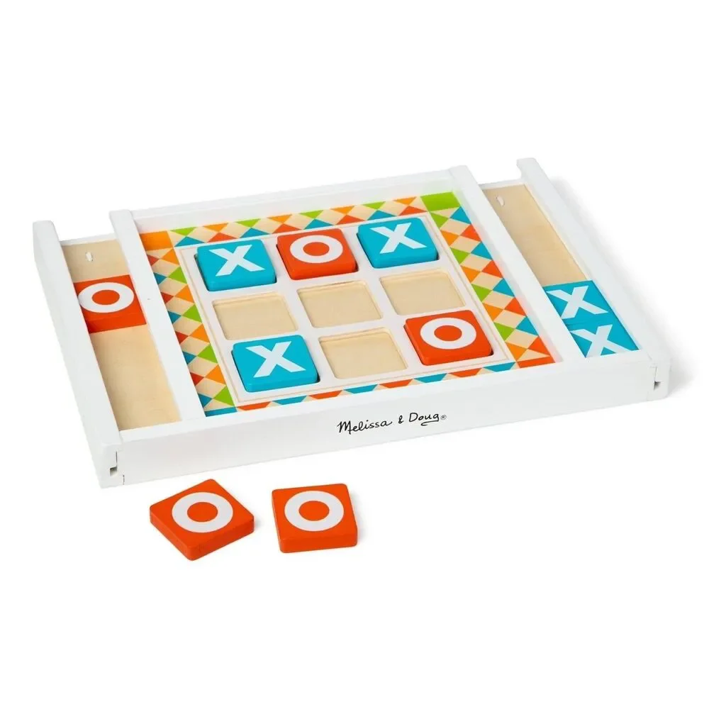 MELISSA & DOUG Wooden Tic Tac Toe Toddler Learning Board Game Montessori Play